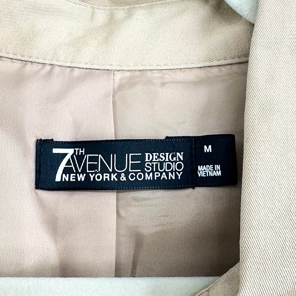 New York & Company 7th Avenue Khaki Tan Belted Safari Utility Jacket Medium - Picture 5 of 7